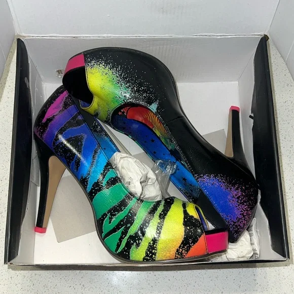 RARE ZEBRA MULTICOLOR HEELS from Torrid Multicolor Women's Heels - Picture 1 of 7